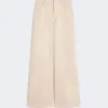 Cotton drill wide-leg trousers, sand