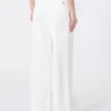 Cotton drill wide-leg trousers, white