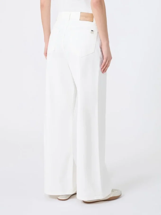 Cotton drill wide-leg trousers, white