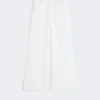 Cotton drill wide-leg trousers, white