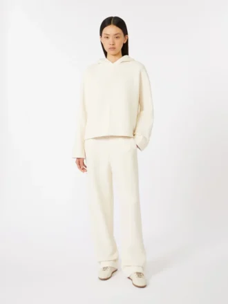 Cotton fleece trousers, ivory