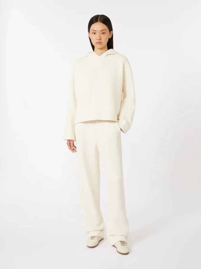 Cotton fleece trousers, ivory