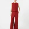 Cotton gabardine jersey trousers, red