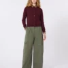 Cotton gabardine trousers, dark green