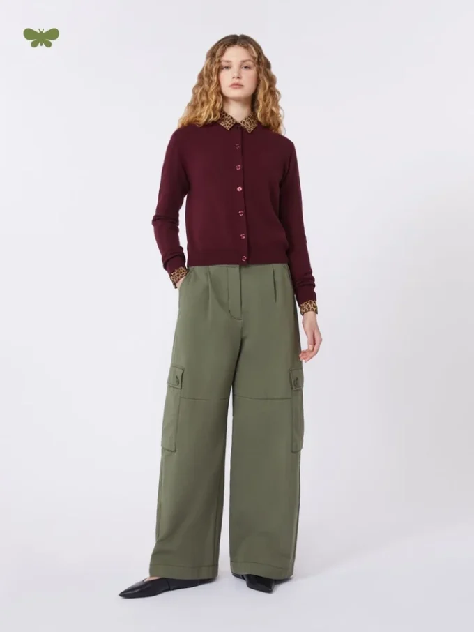 Cotton gabardine trousers, dark green