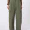 Cotton gabardine trousers, dark green