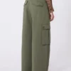 Cotton gabardine trousers, dark green