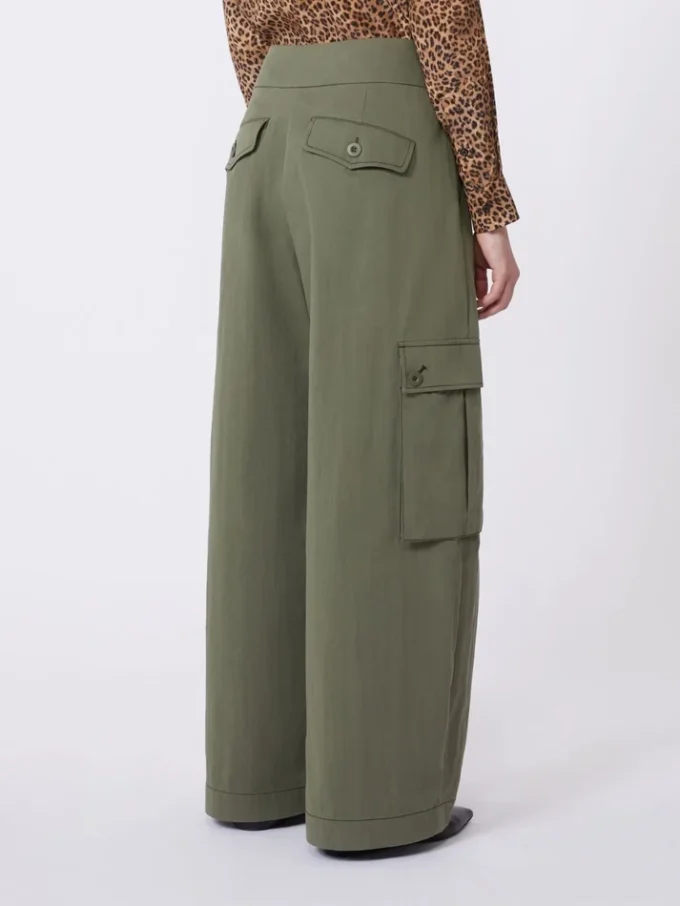 Cotton gabardine trousers, dark green