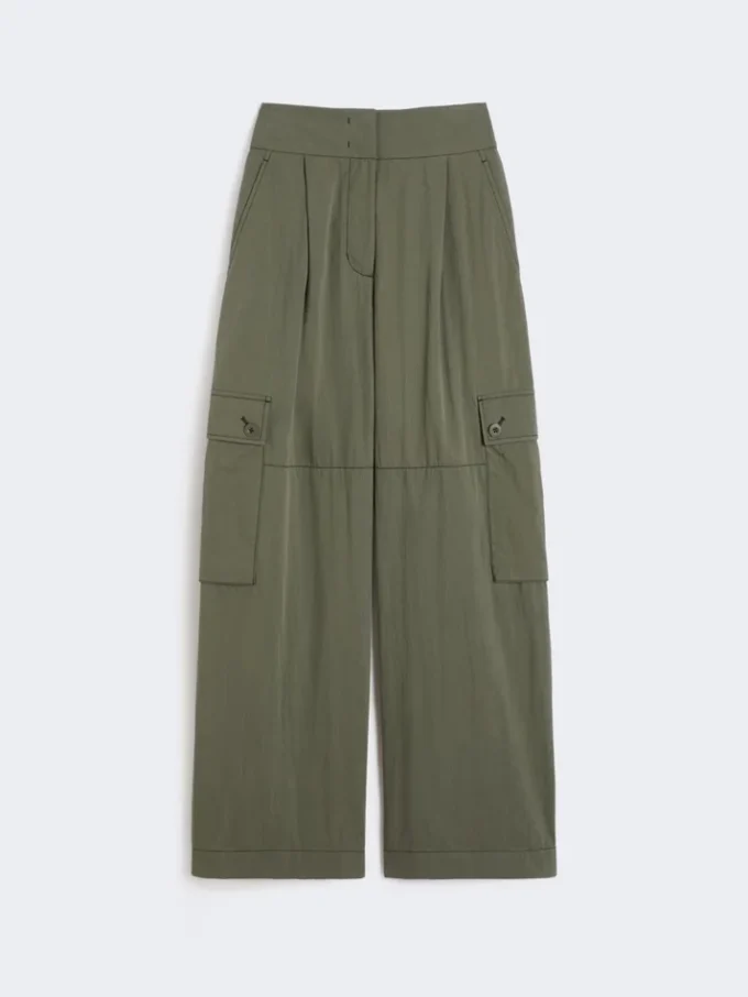 Cotton gabardine trousers, dark green