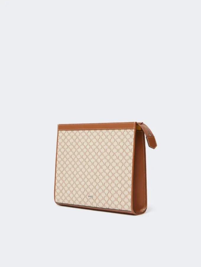 Cotton jacquard medium pouch, hazelnut brown Cotton jacquard medium pouch, hazelnut brown