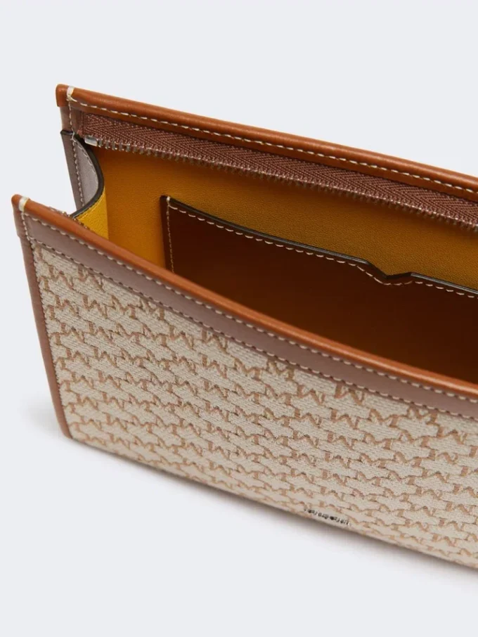 Cotton jacquard small pouch, hazelnut brown