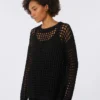Cotton mesh jumper, black