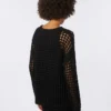 Cotton mesh jumper, black
