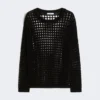 Cotton mesh jumper, black