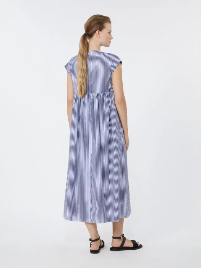 Cotton-poplin a-line dress, navy