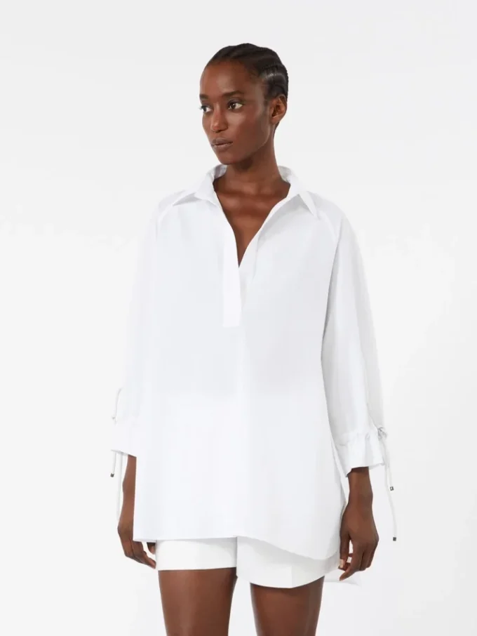 Cotton poplin blouse, optical white