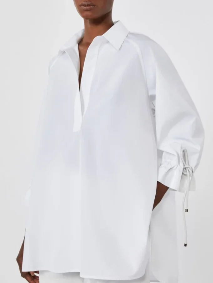 Cotton poplin blouse, optical white