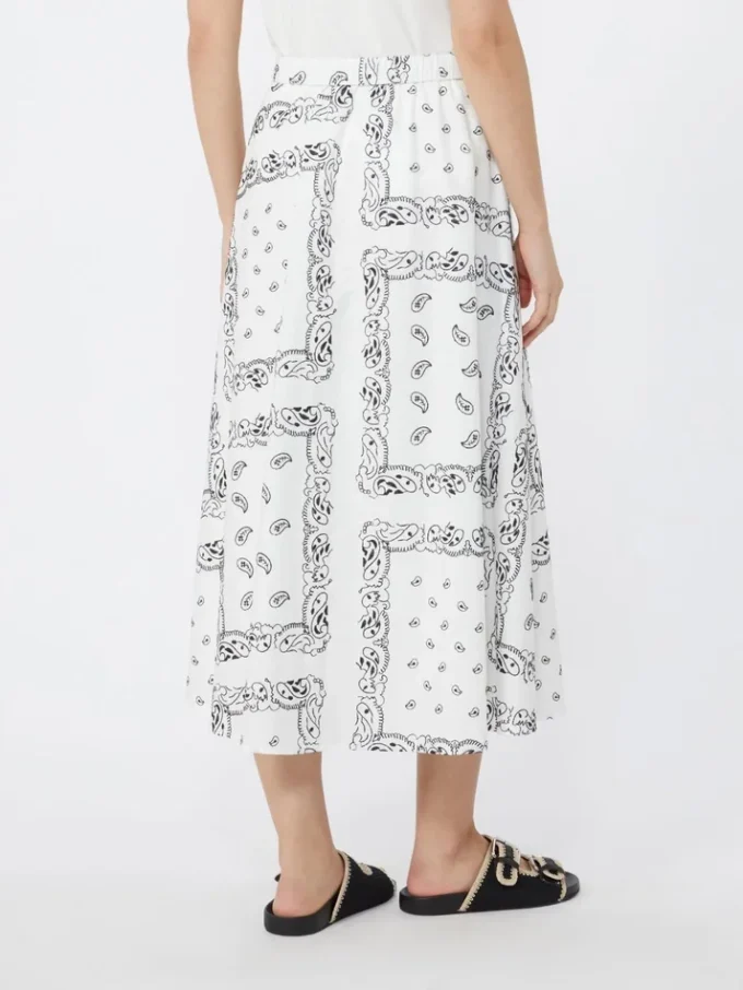 Cotton-poplin midi skirt, white