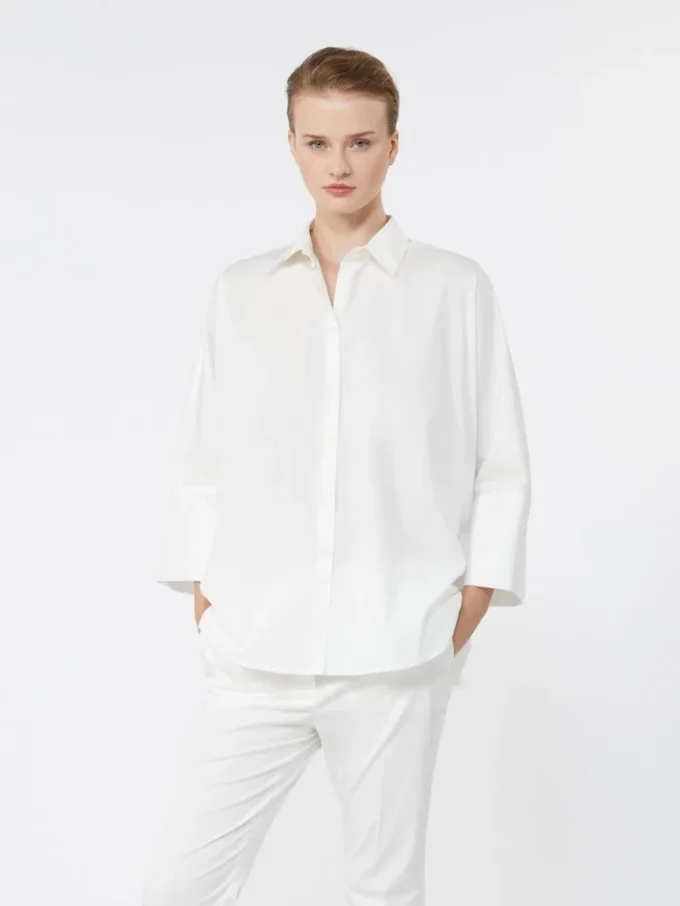 Cotton poplin oversize shirt, white