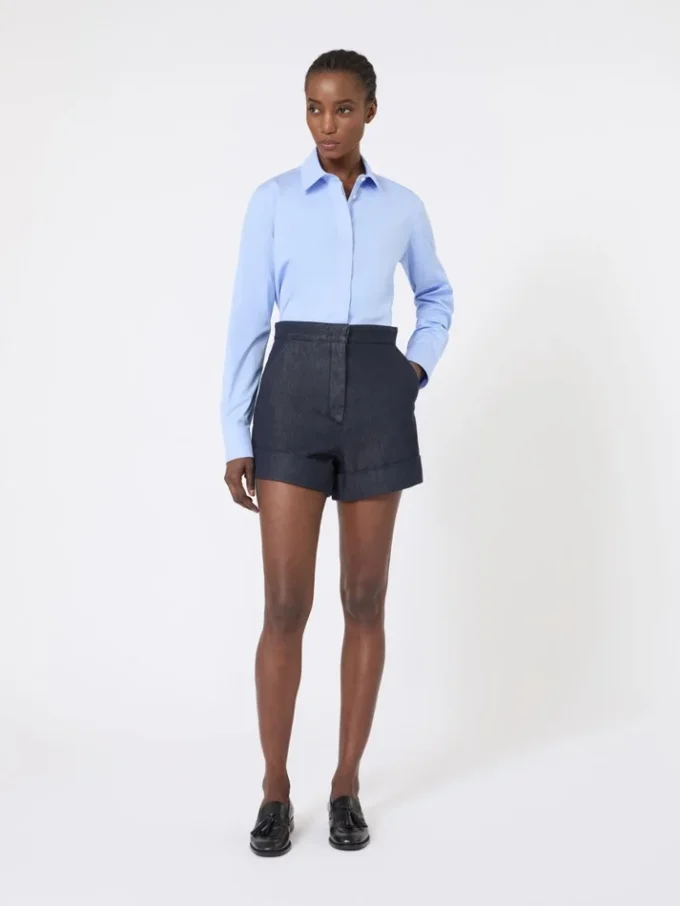 Cotton poplin shirt, light blue