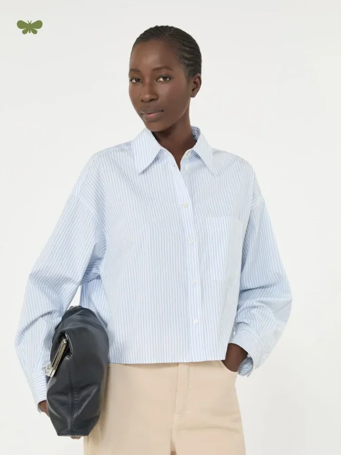Cotton poplin shirt, light blue