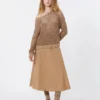 Cotton-poplin skirt, tobacco