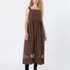 Cotton-poplin sleeveless dress, chocolate