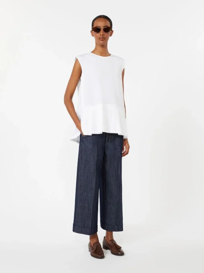 Cotton poplin top, white Cotton poplin top, white