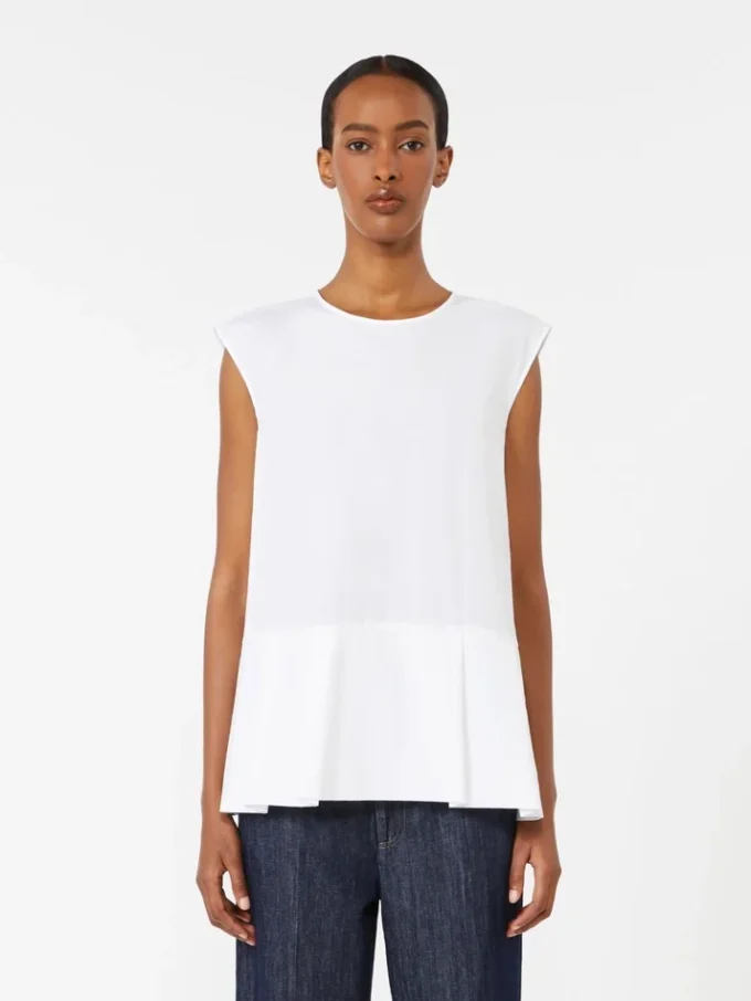 Cotton poplin top, white Cotton poplin top, white