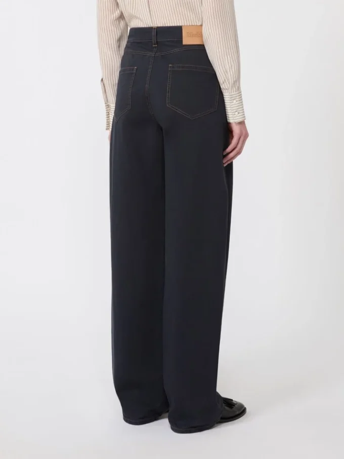 Cotton satin baggy trousers, navy