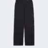 Cotton satin baggy trousers, navy