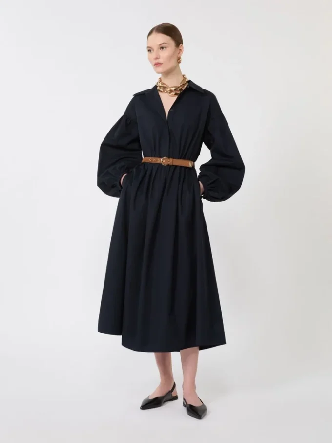 Cotton shirt dress, navy