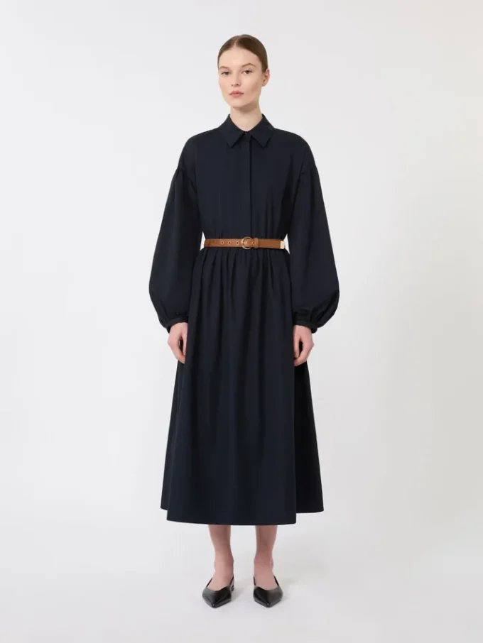Cotton shirt dress, navy