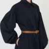 Cotton shirt dress, navy