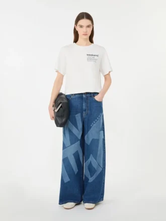 Cotton t-shirt with graphic print, white