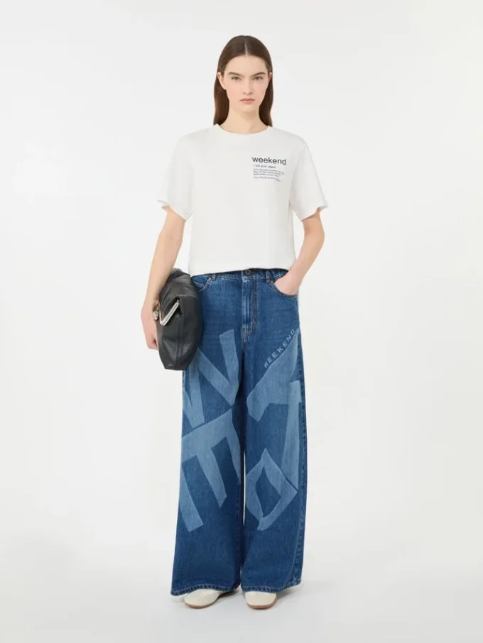 Cotton t-shirt with graphic print, white