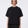 Cotton t-shirt with pleated back, black