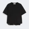 Cotton t-shirt with pleated back, black