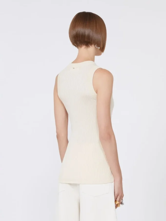 Cotton vest top, ecru