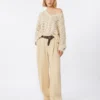 Cotton yarn and sequin sweater, beige