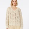 Cotton yarn and sequin sweater, beige