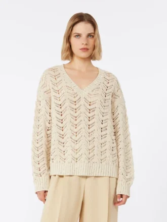 Cotton yarn and sequin sweater, beige