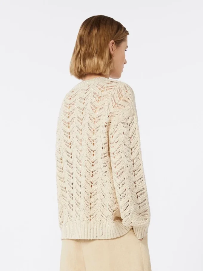 Cotton yarn and sequin sweater, beige