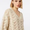 Cotton yarn and sequin sweater, beige