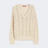 Cotton yarn and sequin sweater, beige