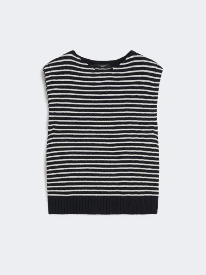 Cotton yarn gilet, navy