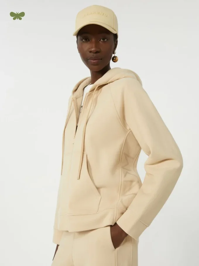 Cotton zip-up sweatshirt, sand