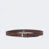Croc print leather belt, brown