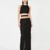Crop top in silk fil coupa jacquard, black