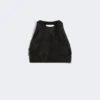 Crop top in silk fil coupa jacquard, black